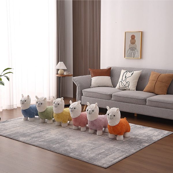 Contemporary Creative Alpaca Design Velvet Footstool Backrest For Living Room - Image 11