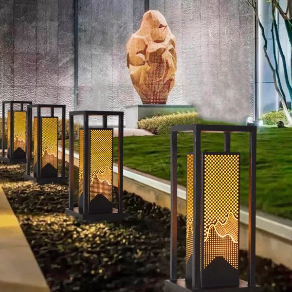 Traditional Chinese Solar Waterproof Stainless Steel Dolomite Cylinder Honeycomb LED Landscape Lighting Outdoor Light For Garden - Image 11
