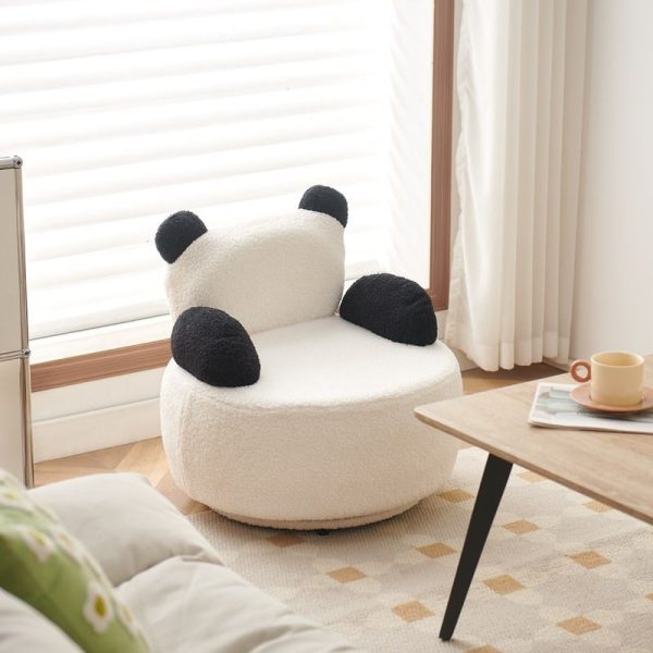 Contemporary Creative Bear Round Cushion Lambswool Solid Wood Accent Chair Backrest Armrest For Living Room - Image 14