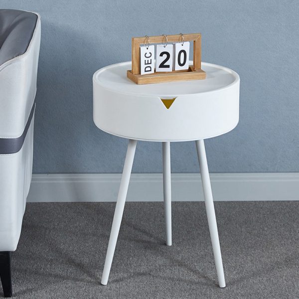 Modern Minimalist Round Tripod Plastic Nightstand 1-Storage For Bedroom - Image 19