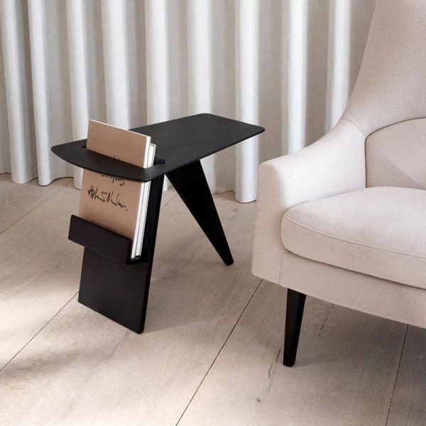 Modern Minimalist Triangle Frame Solid Wood Side Table 1-Shelf For Living Room - Image 15