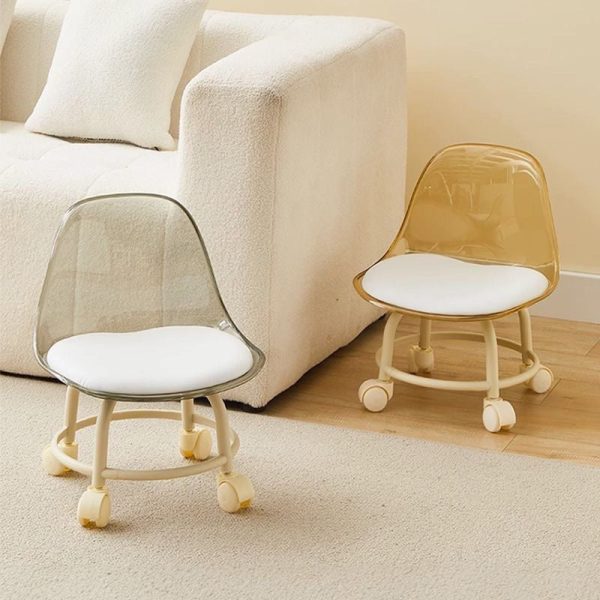 Contemporary Creative Round Acrylic Double-Pedestal Caster Swivel Footstool Backrest For Living Room - Image 20