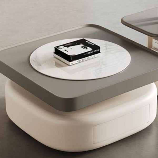 Modern Luxury Square Oval Rock Panel Stainless Steel End Table 1-Tier For Living Room - Image 7