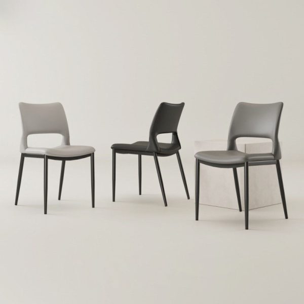 Contemporary Nordic Square Curved Upholstered Hollowed Out Leather Carbon Steel Dining Chair Backrest For Dining Room - Image 2