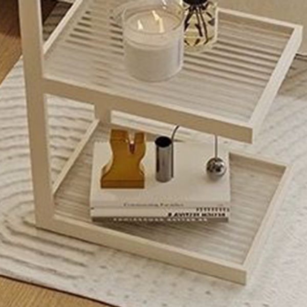 Modern Minimalist Rectangular Stripe Glass Iron Side Table 3/4 Tier For Living Room - Image 8