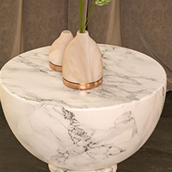 Modern Minimalist Round Marble Grain Magnesium Oxide End Table For Living Room - Image 6
