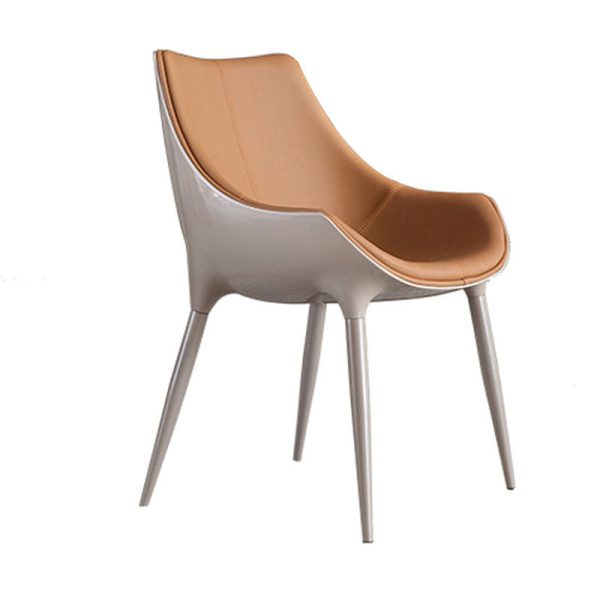 Modern Simplicity Cowhide Steel Sponge Square Curved Dinining Chair Backrest For Dining Room - Image 17