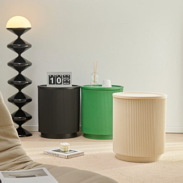 Modern Minimalist Cylinder PE Plastic Nightstand 2-Cabinet For Bedroom - Image 9