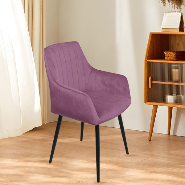 Modern Minimalist Square Iron Velvet Fabric Sponge Dining Chair Four Legs Armrest Backrest For Dining Room - Image 9