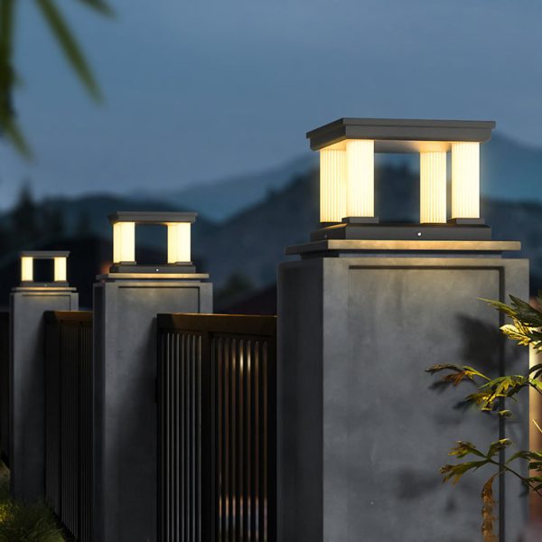 Contemporary Industrial Stainless Steel Square Column LED Waterproof Solar Post Lamp For Outdoor Patio - Image 2