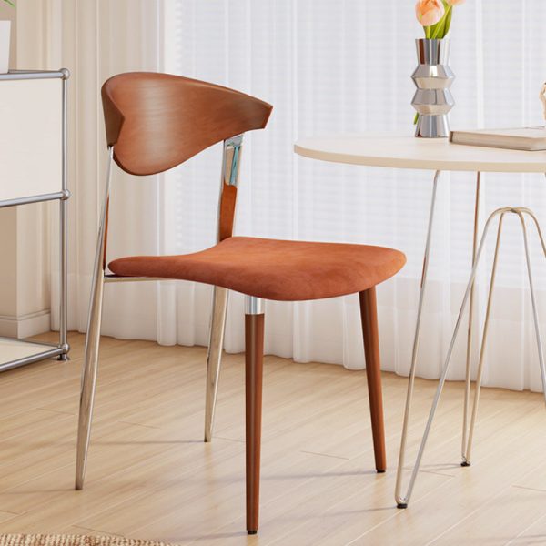 Traditional Vintage Square Metal Fabric Foam Dining Chair Four Legs Backrest For Dining Room - Image 6
