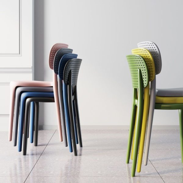 Contemporary Creative Rectangular Plastic Chair Backrest Armless For Living Room - Image 13