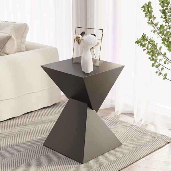 Modern Minimalist Square Funnel Metal End Table For Living Room - Image 5