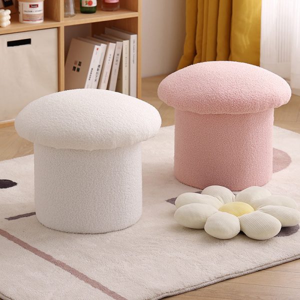 Contemporary Simplicity Mushroom Shape Velvet Pouf Footstool For Living Room - Image 2