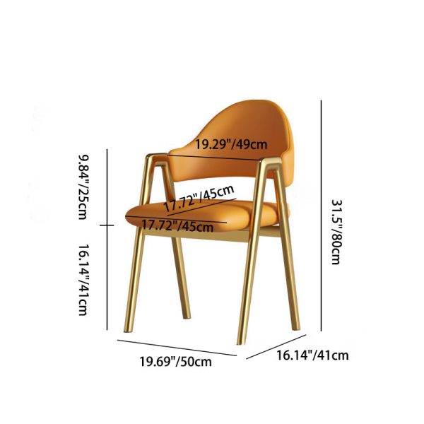 Contemporary Luxury Square Leather Upholstered Dining Chair Backrest Armrest For Dining Room - Image 5