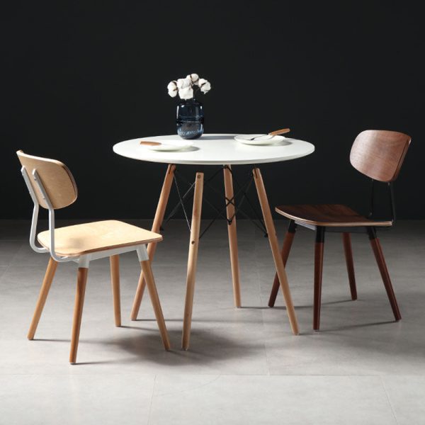Contemporary Scandinavian Square Wood Iron Chair Backrest Armless For Living Room - Image 17
