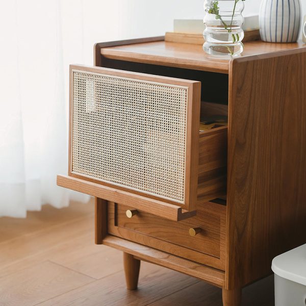 Contemporary Retro Square Solid Wood Nightstand 2-Drawer For Bedroom - Image 14