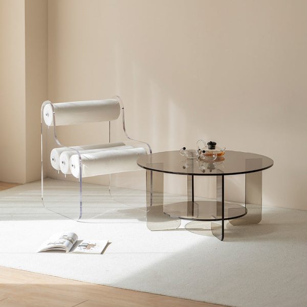 Contemporary Creative Cylinder Acrylic Fabric Chair Backrest Armless For Living Room - Image 9