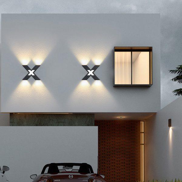 Modern Waterproof Letter X Shaped LED 4-Light Outdoor Wall Sconce Lamp - Image 13
