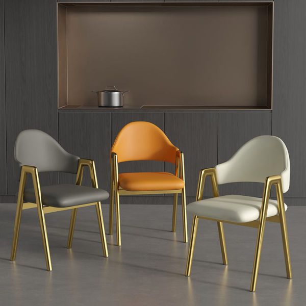 Contemporary Luxury Square Leather Upholstered Dining Chair Backrest Armrest For Dining Room - Image 21