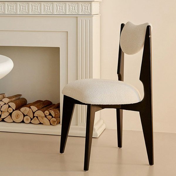 Contemporary Nordic Ash Wood Velvet Metal Sponge Square Crescent Dining Chair Backrest Armless For Dining Room - Image 3