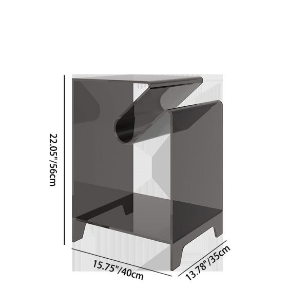 Modern Minimalist Square Acrylic End Table Two Tiers For Living Room - Image 3