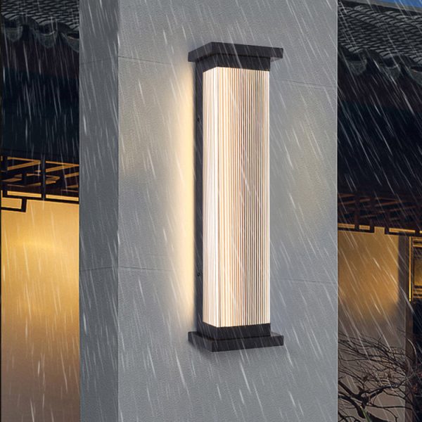 Modern Minimalist Waterproof Striped Rectangle Stainless Steel Acrylic Wall Sconce Lamp For Outdoor Patio - Image 17