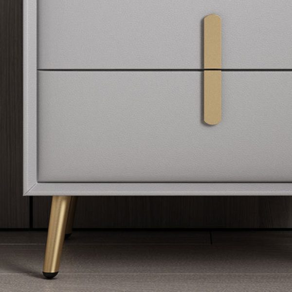Modern Luxury Rectangular Solid Wood Leather Hardware Nightstand 2-Drawer For Bedroom - Image 5