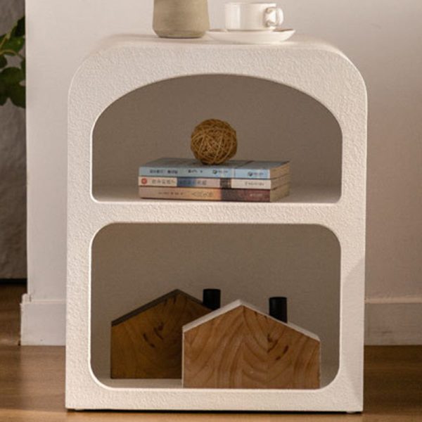 Modern Minimalist Round Corner Rectangular Density Panel Nightstand 2-Cabinet For Bedroom - Image 13
