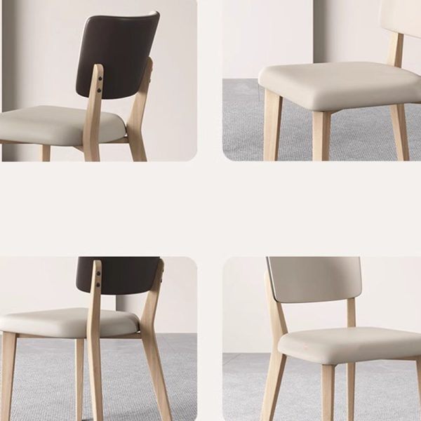 Contemporary Nordic Square Leather Solid Wood Frame Dining Chair Backrest For Dining Room - Image 5