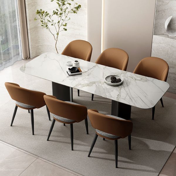 Modern Luxury Square Metal Leather Foam Dining Chair Four Legs Backrest For Dining Room - Image 10