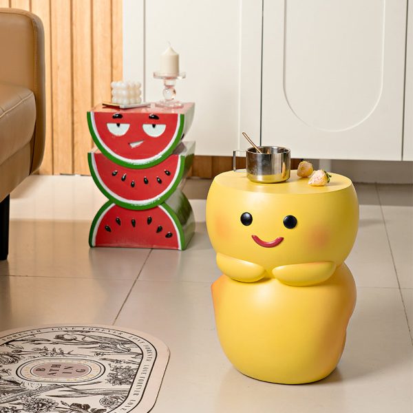 Contemporary Creative Fruit Watermelon Peach Design Resin End Table For Living Room - Image 2