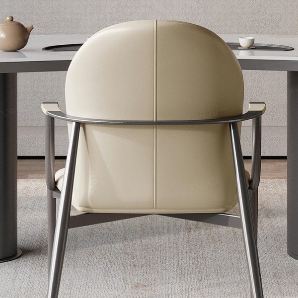 Modern Simplicity Microfiber Leather Stainless Steel Sponge Square Wraparound Dining Chair Backrest Armrest For Dining Room - Image 10