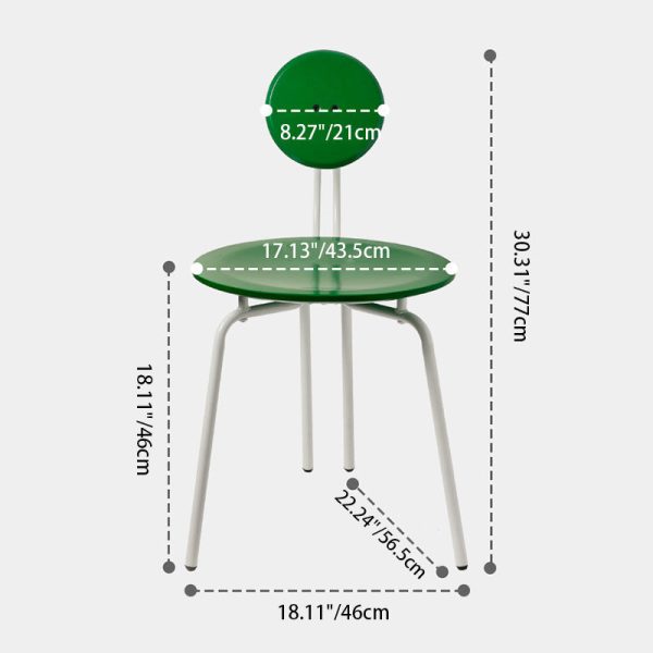Traditional Vintage Round Rubberwood Steel Vanity Stool Backrest Armless For Bedroom - Image 3