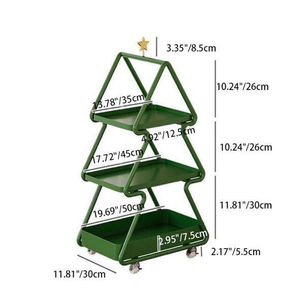 Modern Art Deco Removable Christmas Tree Glass Stainless Steel Side Table 3-Tier For Living Room - Image 4