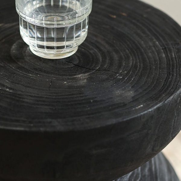Traditional Vintage Round Column Wood End Table For Bedside - Image 11