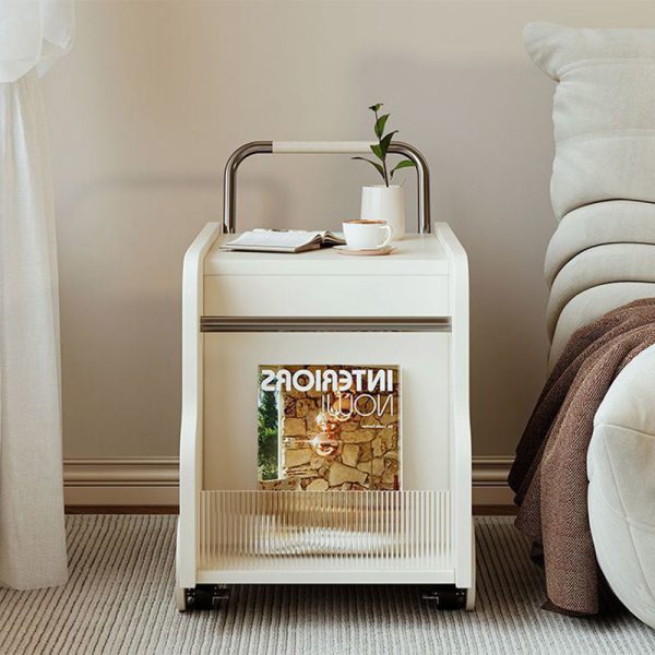 Contemporary Nordic Rectangular Trolley Plate Metal Acrylic Side Table 4-Storage For Living Room - Image 10