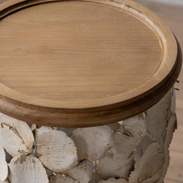 Modern Art Deco Round Petals Wood Iron Coffee Table 1-Tier For Living Room - Image 9