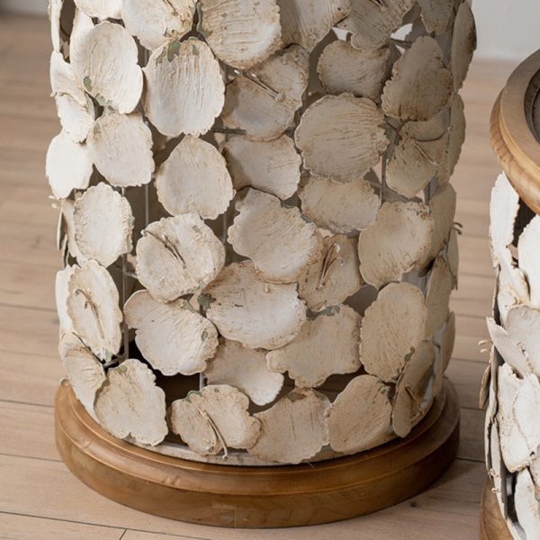 Modern Art Deco Round Petals Wood Iron Coffee Table 1-Tier For Living Room - Image 11