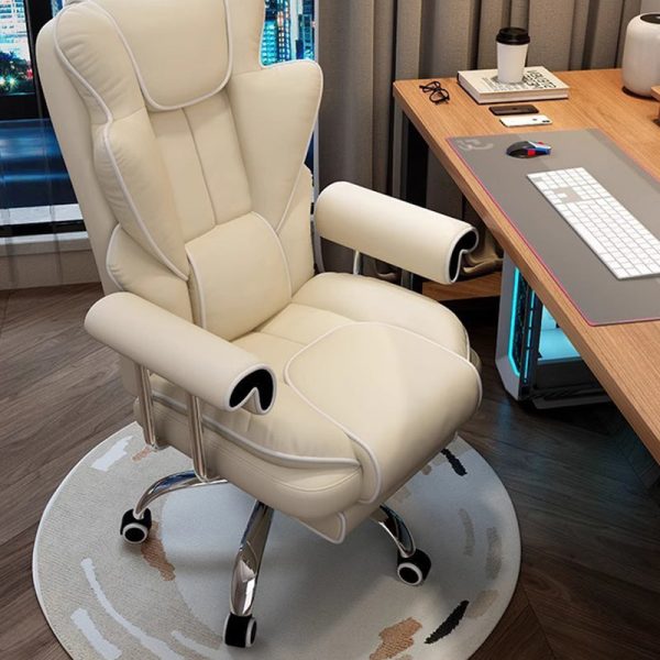 Modern Minimalist Square Microfiber Nano Leather Steel Desk Chair Backrest Arm For Home Office - Image 2