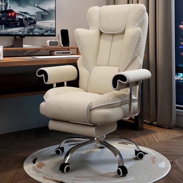Modern Minimalist Square Microfiber Nano Leather Steel Desk Chair Backrest Arm For Home Office - Image 3