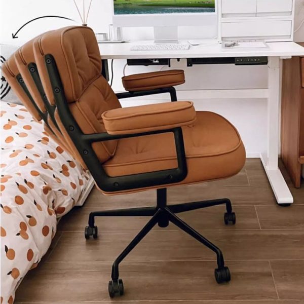 Modern Luxury Square PU Leather High Density Sponge Carbon Steel Desk Chair Backrest Armrest For Home Office - Image 9