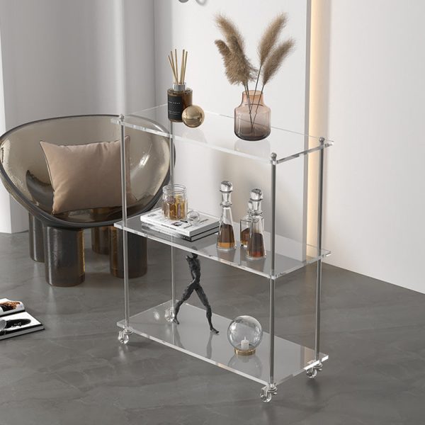 Contemporary Creative Rectangular Acrylic Steel Side Table 2/3-Tier For Living Room - Image 8