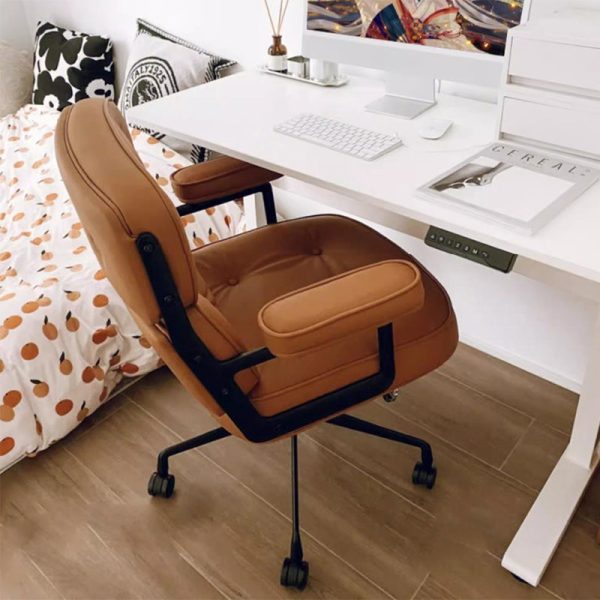 Modern Luxury Square PU Leather High Density Sponge Carbon Steel Desk Chair Backrest Armrest For Home Office - Image 10