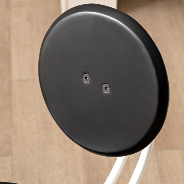 Traditional Vintage Round Rubberwood Steel Vanity Stool Backrest Armless For Bedroom - Image 4