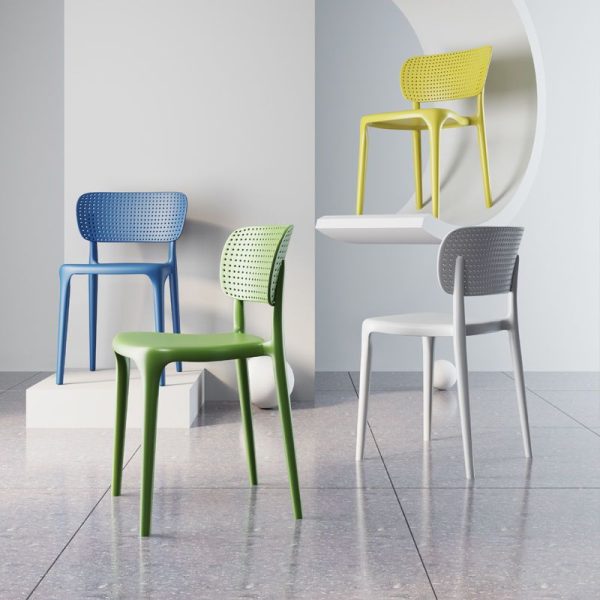 Contemporary Creative Rectangular Plastic Chair Backrest Armless For Living Room - Image 14