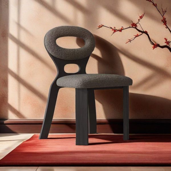 Traditional French Hollow Round Square Lambswool Wood Vanity Stool Backrest Armless For Bedroom - Image 3