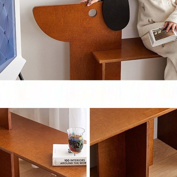 Contemporary Creative Dog Rectangular Wood Chair Backless Armless For Bedroom - Image 5