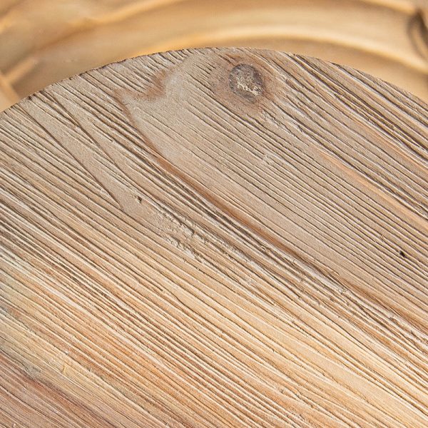 Traditional Vintage Round Column Carved Cedar Magnesium Oxide Tray Side Table For Dining Room - Image 8