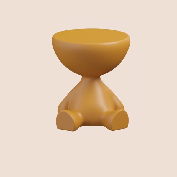 Contemporary Scandinavian Round PE Cartoon Bear Base End Table For Living Room - Image 14